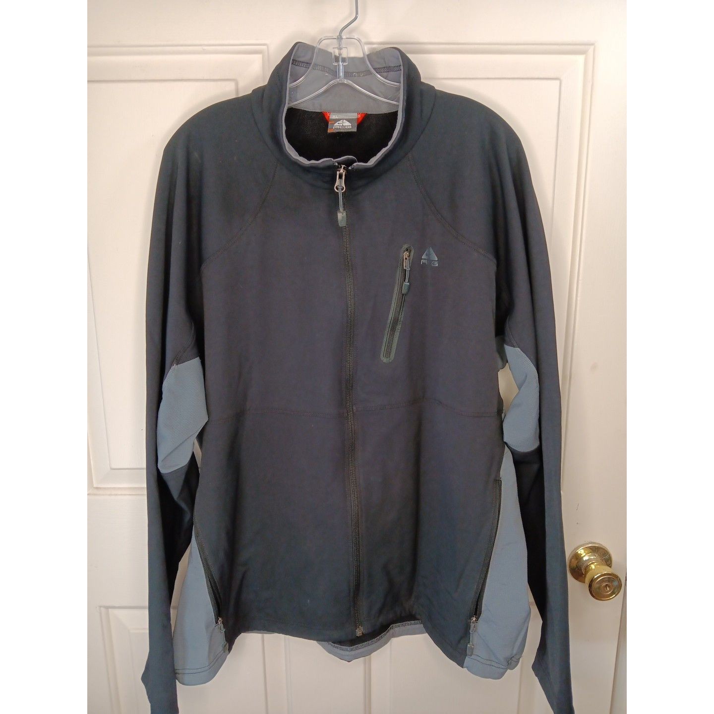 Vtg Nike Acg Jacket Men Xl Black Gray Colorblock Softshell Full Zip Pockets Euc